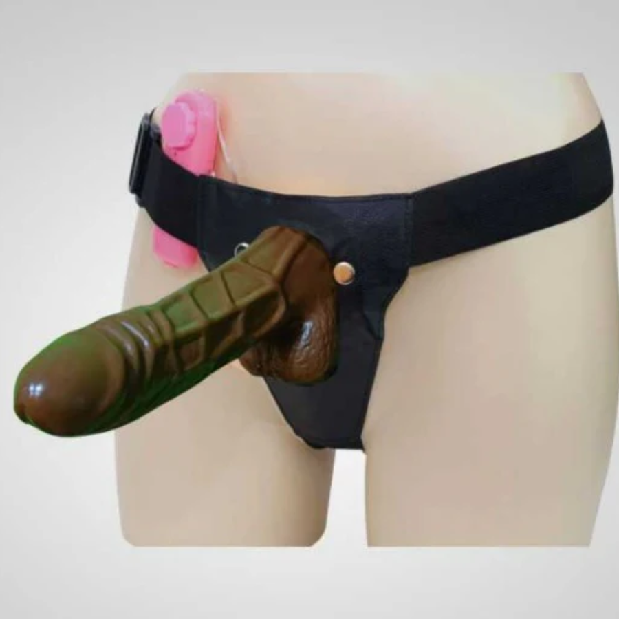 Brown Hollow Strap penis sleeve With Vibration