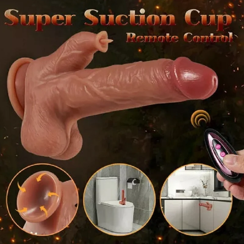 Vibrating Thrusting Dildo with Licking Tongue Heating Strong Base Cup, Realistic Remote Control Dildo