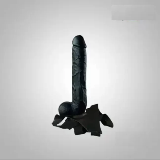 Black Strap Dildo in 10 Inch with belt