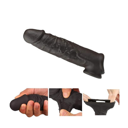 Black Color Reusable Penis Sleeve