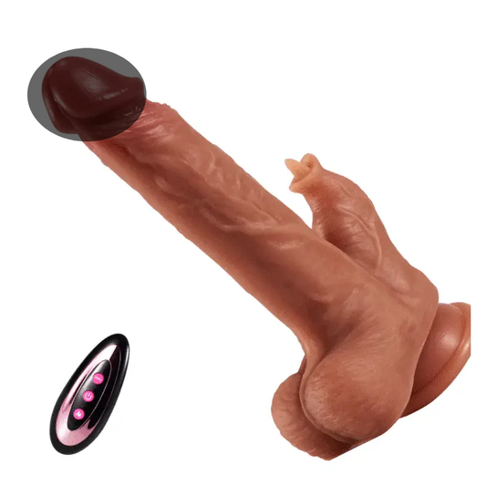 Vibrating Thrusting Dildo with Licking Tongue Heating Strong Base Cup, Realistic Remote Control Dildo