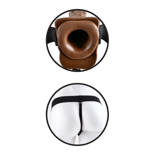 Brown Hollow Strap penis sleeve With Vibration