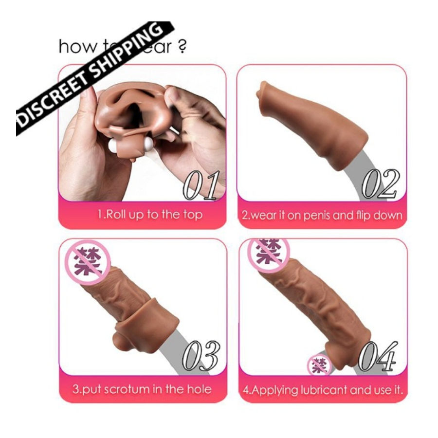 Vibrating Silicone Extender Penis Sleeve for Men